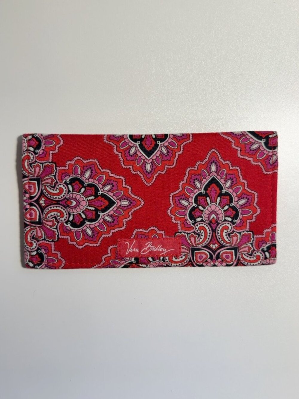 Vera Bradley Red Pink Paisley Checkbook Cover Wallet